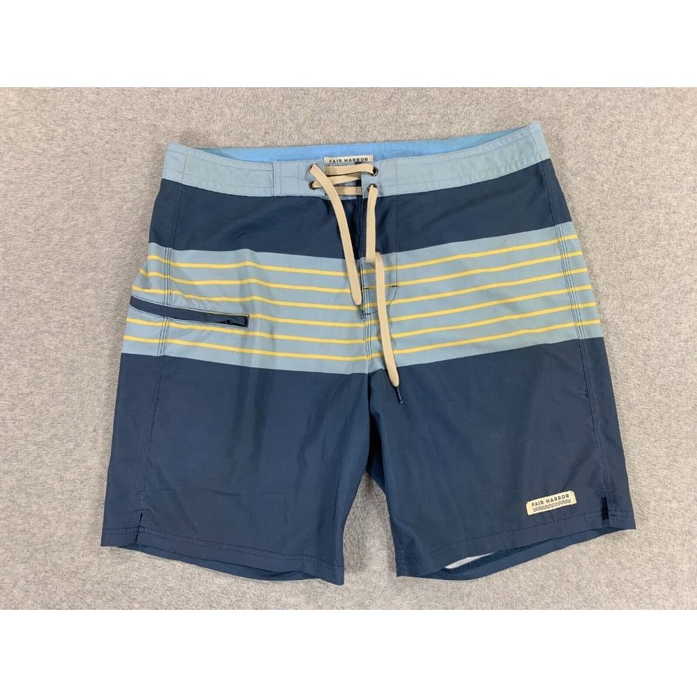 Fair Harbor Striped Swim Surf SUP Board Shorts (Men's 33) Blue‎